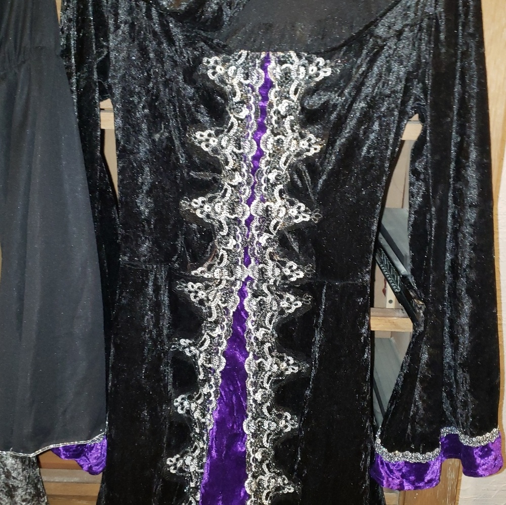 Halloween costume purple and black pirate /witch